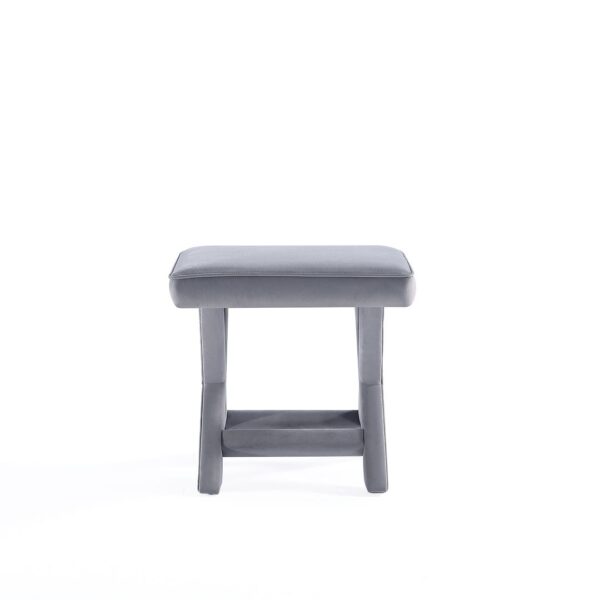 Manhattan Comfort Abigail Mid-Century Modern Velvet Upholstered Bench in Grey