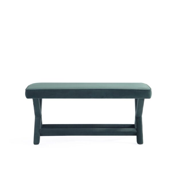 Manhattan Comfort Abigail Mid-Century Modern Velvet Upholstered Bench in Green