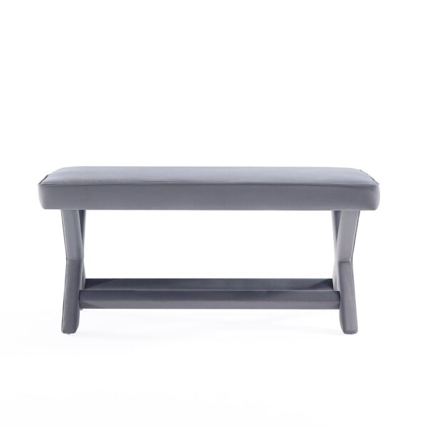 Manhattan Comfort Abigail Mid-Century Modern Velvet Upholstered Bench in Grey