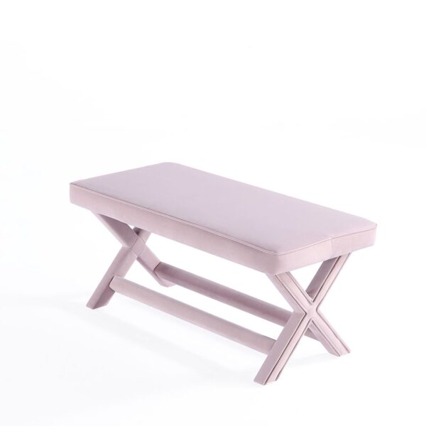 Manhattan Comfort Abigail Mid-Century Modern Velvet Upholstered Bench in Pink