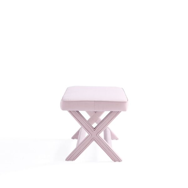 Manhattan Comfort Abigail Mid-Century Modern Velvet Upholstered Bench in Pink