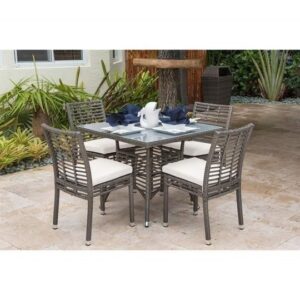 Panama Jack PJO-1601-GRY-5DS-CUSH Graphite 5-Piece Side Chair and Dining Set with Cushions