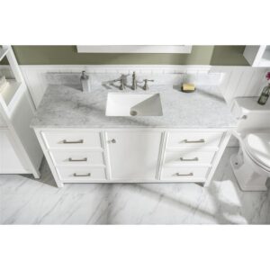 Legion Furniture WLF2160S-W 60 Inch White Finish Single Sink Vanity Cabinet with Carrara White Top