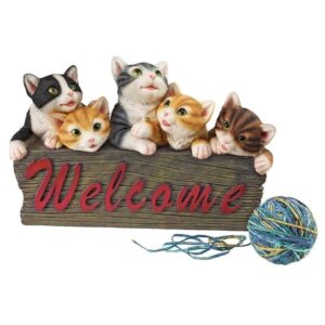 Design Toscano QL58317 12 Inch Kitten Kaboodle Welcome Sign