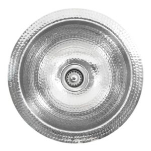 Nantucket Sinks ROS Brightworks Home 13 Inch Hand Hammered Round Bar Sink in Stailess Steel