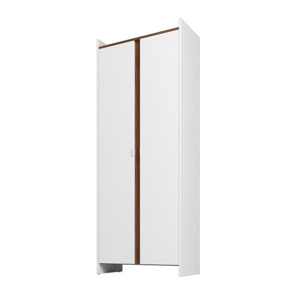Manhattan Comfort Mid-Century Modern Ratzer Storage Cabinet with 11 Shelves in White and Brown