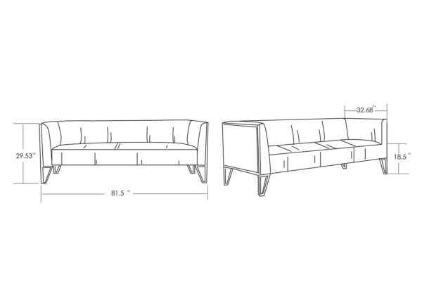 Manhattan Comfort Vector 81.5 in. Grey and Gold Velvet 3-Seat Sofa