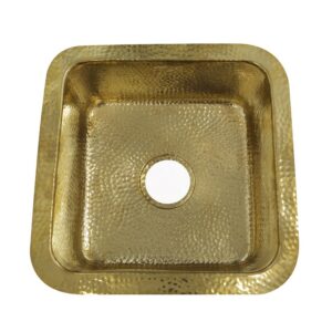 Nantucket Sinks SQRB-7 Brightwork Home Collection 16-5/8 Inch Brass Hammered Single Bowl Sink