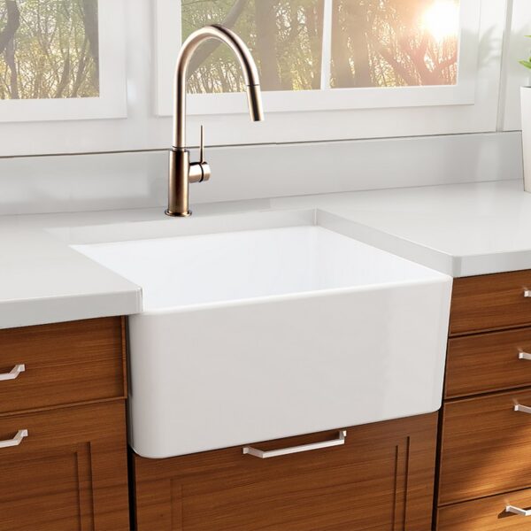 Nantucket Sinks T-FCFS27 Cape 27 Inch Farmhouse Fireclay Sink with Drain and Grid