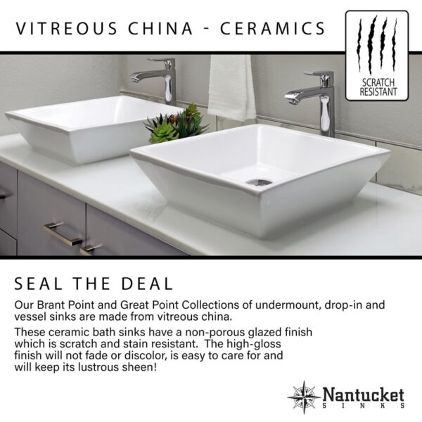 Nantucket Sinks GB-13x10-W Glazed Bottom 13 Inch X 10 Inch Undermount Ceramic Sink In White