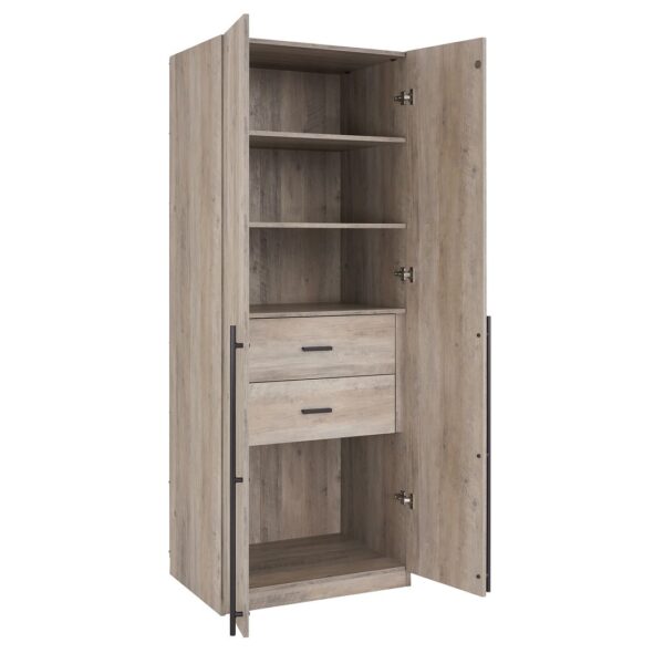 Manhattan Comfort Lee Modern Freestanding Wardrobe Closet 1.0 with 4 Shelves and 2 Drawers in Rustic Grey