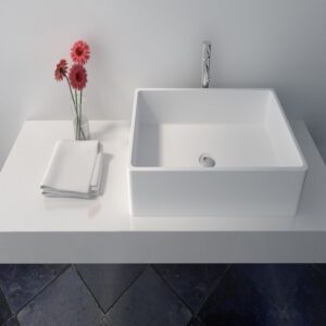 Legion Furniture WJ9009-W 23.6 Inch White Matt Solid Surface Bowl, No Faucet