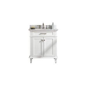 Legion Furniture WLF2230-W 30 Inch White Finish Sink Vanity Cabinet with Carrara White Top