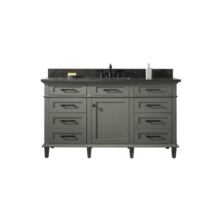 Legion Furniture WLF2260S-PG 60 Inch Pewter Green Finish Single Sink Vanity Cabinet with Blue Lime Stone Top