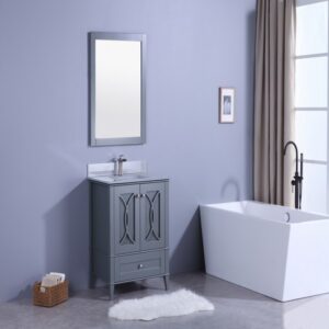 Legion Furniture WT7430-GG 30 Inch Vanity Set with Mirror in Gray, No Faucet