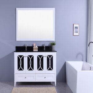 Legion Furniture WT7460-WB 60 Inch Vanity Set with Mirror in White, No Faucet