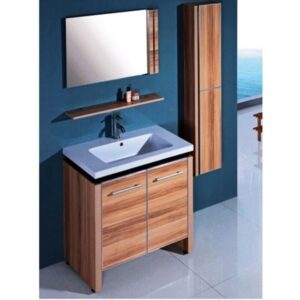 Legion Furniture WTH0932 31.5 Inch Vanity Set with Mirror and Side Cabinet in Light Maple