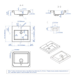 Dowell Topmount Bathroom Resin Basin 000 2118BP