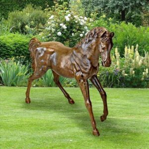 Design Toscano AS23232 57 1/2 Inch Trotting Thoroughbred Horse, Left - Bronze