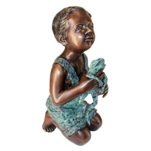 Design Toscano AS526040 10 1/2 Inch New Friend Boy with Frog Statue - Bronze