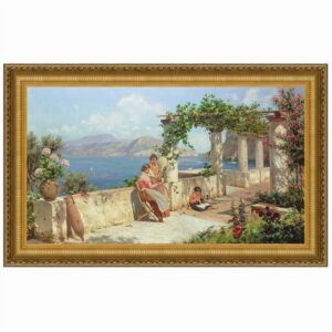 Design Toscano DA1512 25 Inch Figures On a Terrace in Capri Canvas Replica Painting - Medium