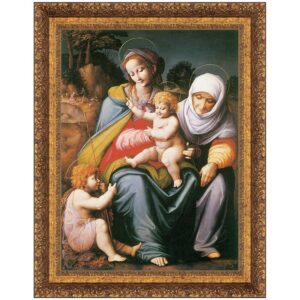 Design Toscano DA2822 21 1/2 Inch The Virgin and Child with St Elizabeth and St John Framed Canvas Replica Painting - Medium