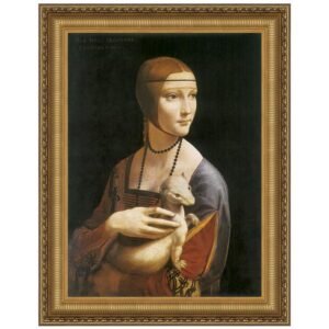 Design Toscano DA2871 14 3/4 Inch Lady with an Ermine 1490 Canvas Replica Painting - Small