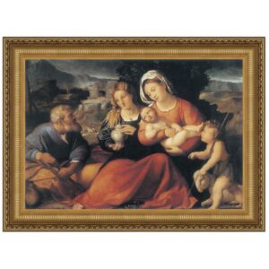 Design Toscano DA2934 47 3/4 Inch Holy Family with Saint John and Mary Magdalene Framed Canvas Replica Painting - Grande