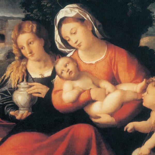 Design Toscano DA2931 17 1/4 Inch Holy Family with Saint John and Mary Magdalene Framed Canvas Replica Painting - Small