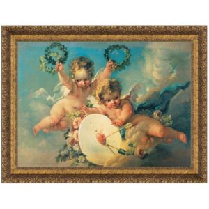 Design Toscano DA3002 27 Inch La Cible d'Amour 1758 Framed Canvas Replica Painting - Medium