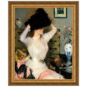 Design Toscano DA3484 38 1/4 Inch The Black Hat Lady Trying on a Hat 1904 Canvas Replica Painting - Grande