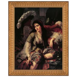 Design Toscano DA4361 14 1/2 Inch Algerian Woman and Her Slave Framed Canvas Replica Painting - Small