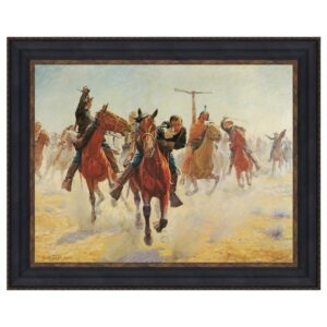 Design Toscano DA5012 29 1/2 Inch Breaking Through The Line Framed Canvas Replica Painting - Medium