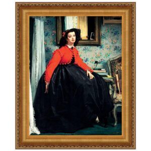 Design Toscano DA5143 32 1/4 Inch Portrait of Mlle. L.L. Young Lady in Red Jacket 1864 Canvas Replica Painting - Large