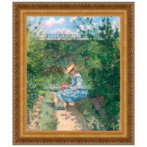 Design Toscano DA5203 32 1/4 Inch Jeanne in The Garden Pontoise 1872 Canvas Replica Painting - Large