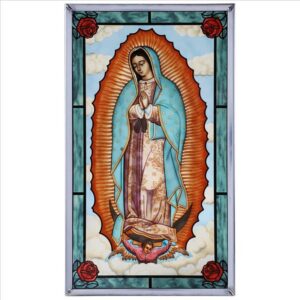 Design Toscano GM1015 8 Inch Virgin of Guadalupe Religious Art Glass Panel