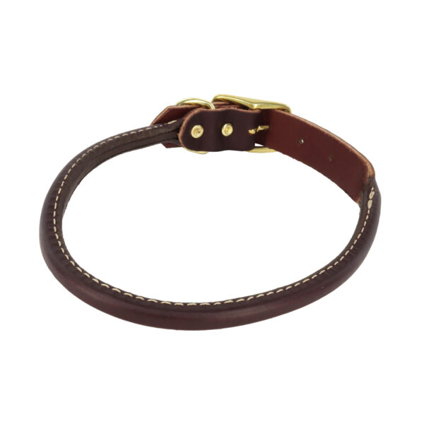 Circle T  Latigo Leather Round Dog Collar with Brass Hardware