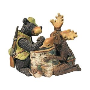 Design Toscano HF665390 11 Inch Moose and Black Bear Arm Wrestling Statue