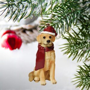 Design Toscano JH576305 2 1/2 Inch Golden Retriever Holiday Dog Ornament Sculpture