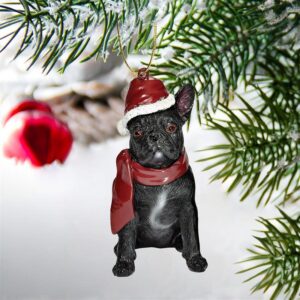 Design Toscano JH576324 2 1/2 Inch French Bulldog Holiday Dog Ornament Sculpture