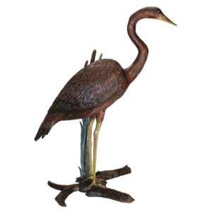 Design Toscano KW81110 29 1/2 Inch Standing Heron in Reeds Statue - Bronze