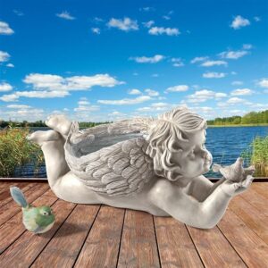 Design Toscano LY88309 19 Inch Gods Messenger Cherub with Bird Statue