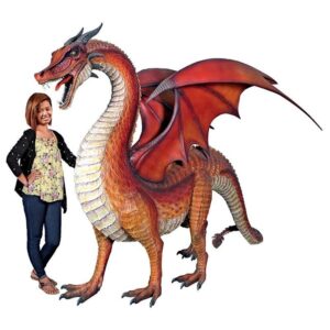 Design Toscano NE100043 108 1/2 Inch Giant Welsh Dragon Statue - Red