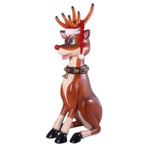 Design Toscano NE140003 40 1/2 Inch Giant Sitting Nosed Reindeer Statue - Red