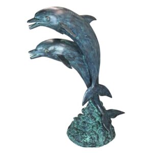 Design Toscano PK739 22 1/2 Inch Twin Dolphins in Tandem Statue - Bronze