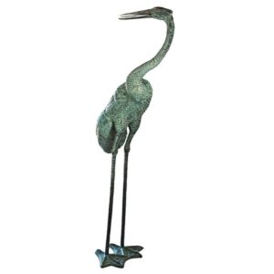 Design Toscano PK7451 24 Inch Colossal Curved Neck Crane Statue - Bronze