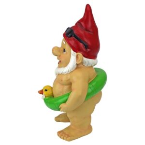 Design Toscano QM16035 7 1/2 Inch Pool Party Pete Naked Gnome Statue