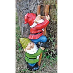 Design Toscano QM2360100 6 Inch Up the Ladder Climbing Gnomes Statue