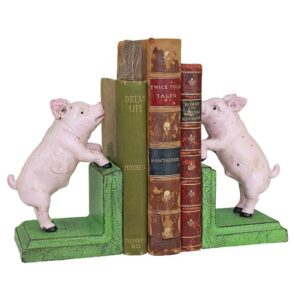 Design Toscano SP2525 3 1/2 Inch Piggy in a Pen Cast Iron Bookend Set