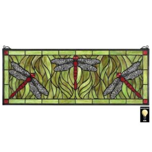 Design Toscano TF10021 29 Inch Dragonfly Stained Glass - Emerald Green